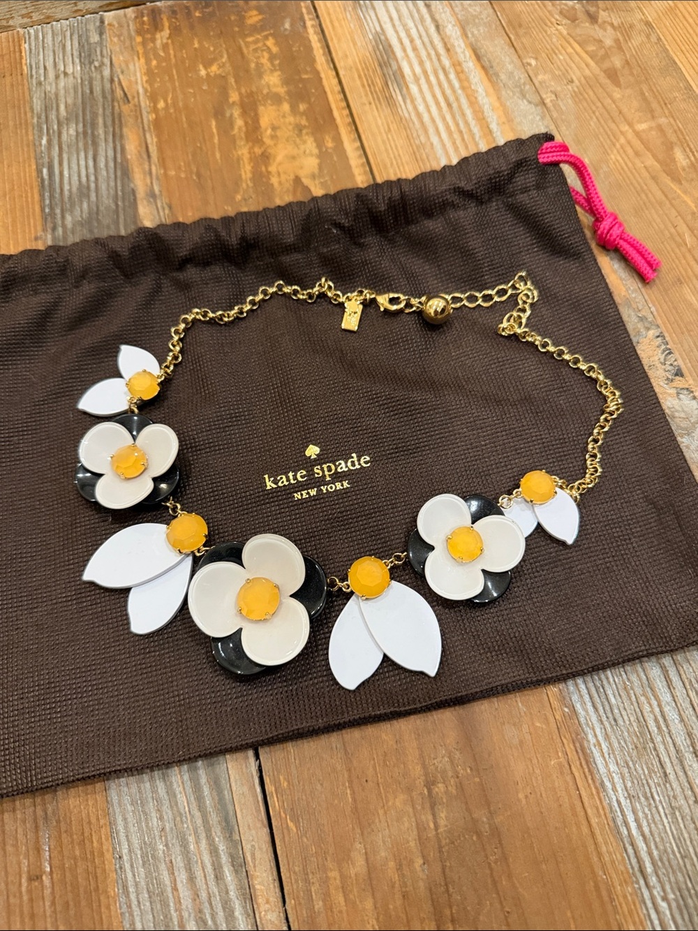 kate spade Yellow, White & Black Floral Kids Necklace